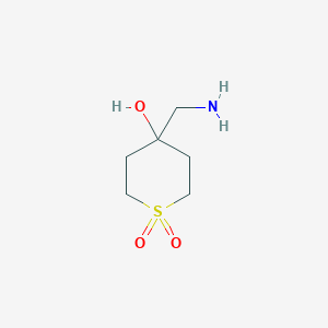 molecular formula C6H13NO3S B2413097 4-(氨甲基)-4-羟基-1lambda6-噻烷-1,1-二酮 CAS No. 858823-11-7