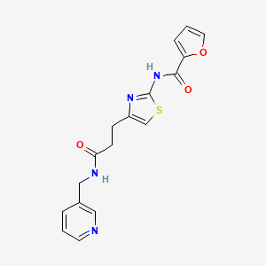 molecular formula C17H16N4O3S B2413103 N-(4-(3-氧代-3-((吡啶-3-基甲基)氨基)丙基)噻唑-2-基)呋喃-2-甲酰胺 CAS No. 1021266-32-9