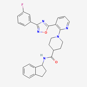 molecular formula C28H26FN5O2 B2413108 3-[[4-(3-氯苯基)哌嗪-1-基]磺酰基]-1-甲基-N-(四氢呋喃-2-基甲基)-1H-吡唑-4-甲酰胺 CAS No. 1251604-03-1