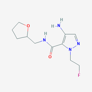 molecular formula C11H17FN4O2 B2413114 4-Amino-1-(2-fluoroethyl)-N-(tetrahydrofuran-2-ylmethyl)-1H-pyrazole-5-carboxamide CAS No. 2101195-43-9
