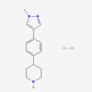 molecular formula C15H20ClN3 B2413115 盐酸4-(4-(1-甲基-1H-吡唑-4-基)苯基)哌啶 CAS No. 2007909-10-4