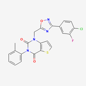 molecular formula C22H14ClFN4O3S B2413121 N-(3-氯-2-甲基苯基)-2-(6,7-二甲基-10-氧代-3,4,5,10-四氢苯并[b]-1,6-萘啶-2(1H)-基)乙酰胺 CAS No. 1226430-29-0