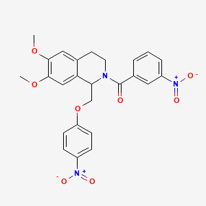molecular formula C25H23N3O8 B2413128 (6,7-dimethoxy-1-((4-nitrophenoxy)methyl)-3,4-dihydroisoquinolin-2(1H)-yl)(3-nitrophenyl)methanone CAS No. 449766-07-8
