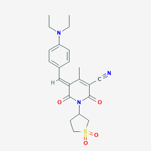 molecular formula C22H25N3O4S B241313 (5E)-5-[[4-(diethylamino)phenyl]methylidene]-1-(1,1-dioxothiolan-3-yl)-4-methyl-2,6-dioxopyridine-3-carbonitrile 