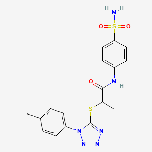 molecular formula C17H18N6O3S2 B2413132 2-{[1-(4-methylphenyl)-1H-tetrazol-5-yl]sulfanyl}-N-(4-sulfamoylphenyl)propanamide CAS No. 887347-37-7