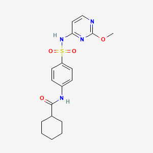 molecular formula C18H22N4O4S B2413135 N-(4-(N-(2-methoxypyrimidin-4-yl)sulfamoyl)phenyl)cyclohexanecarboxamide CAS No. 2034355-94-5