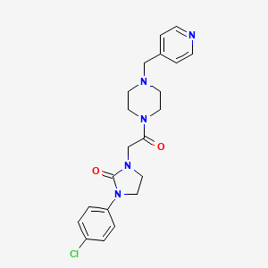 molecular formula C21H24ClN5O2 B2413137 1-(4-氯苯基)-3-(2-氧代-2-(4-(吡啶-4-基甲基)哌嗪-1-基)乙基)咪唑烷-2-酮 CAS No. 1324291-05-5