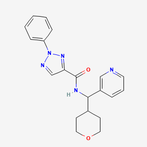 molecular formula C20H21N5O2 B2413141 2-phenyl-N-(pyridin-3-yl(tetrahydro-2H-pyran-4-yl)methyl)-2H-1,2,3-triazole-4-carboxamide CAS No. 2034549-60-3