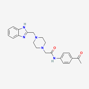 molecular formula C22H25N5O2 B2413142 2-(4-((1H-benzo[d]imidazol-2-yl)methyl)piperazin-1-yl)-N-(4-acetylphenyl)acetamide CAS No. 1170436-13-1
