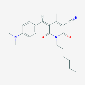 molecular formula C22H27N3O2 B241316 (5Z)-5-[4-(dimethylamino)benzylidene]-1-hexyl-4-methyl-2,6-dioxo-1,2,5,6-tetrahydropyridine-3-carbonitrile 