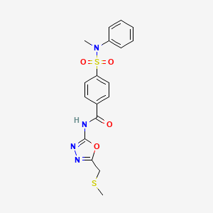 4-[methyl(phenyl)sulfamoyl]-N-[5-(methylsulfanylmethyl)-1,3,4-oxadiazol-2-yl]benzamide