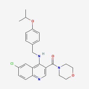 (6-Chloro-4-{[4-(propan-2-yloxy)benzyl]amino}quinolin-3-yl)(morpholin-4-yl)methanone
