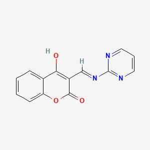 molecular formula C14H9N3O3 B2413203 (Z)-3-((pyrimidin-2-ylamino)methylene)chroman-2,4-dione CAS No. 325474-55-3