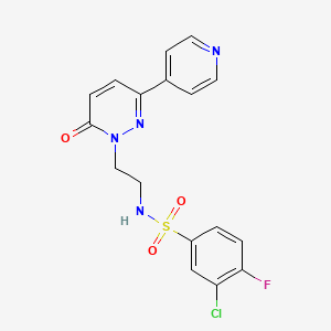 molecular formula C17H14ClFN4O3S B2413204 3-氯代-4-氟代-N-(2-(6-氧代-3-(吡啶-4-基)嘧啶并[1,6-a]嘧啶-1(6H)-基)乙基)苯磺酰胺 CAS No. 1021137-59-6