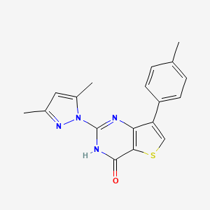molecular formula C18H16N4OS B2413207 2-(3,5-dimethyl-1H-pyrazol-1-yl)-7-(4-methylphenyl)thieno[3,2-d]pyrimidin-4(3H)-one CAS No. 1707372-53-9