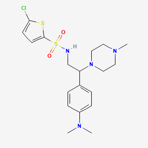 molecular formula C19H27ClN4O2S2 B2413211 5-chloro-N-(2-(4-(dimethylamino)phenyl)-2-(4-methylpiperazin-1-yl)ethyl)thiophene-2-sulfonamide CAS No. 946244-77-5