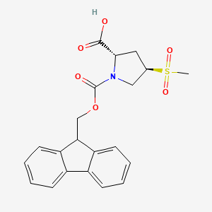 molecular formula C21H21NO6S B2413213 (2S,4R)-1-(((9H-Fluoren-9-yl)methoxy)carbonyl)-4-(methylsulfonyl)pyrrolidine-2-carboxylic acid CAS No. 2375250-53-4