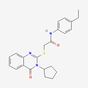 molecular formula C23H25N3O2S B2413216 2-((3-cyclopentyl-4-oxo-3,4-dihydroquinazolin-2-yl)thio)-N-(4-ethylphenyl)acetamide CAS No. 443352-48-5