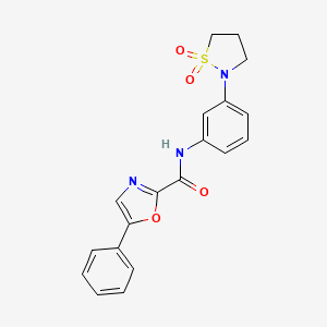 molecular formula C19H17N3O4S B2413222 N-(3-(1,1-dioxidoisothiazolidin-2-yl)phenyl)-5-phenyloxazole-2-carboxamide CAS No. 1207052-82-1