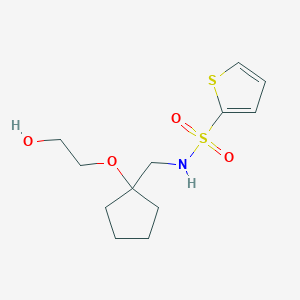 molecular formula C12H19NO4S2 B2413223 N-((1-(2-hydroxyethoxy)cyclopentyl)methyl)thiophene-2-sulfonamide CAS No. 2176270-19-0