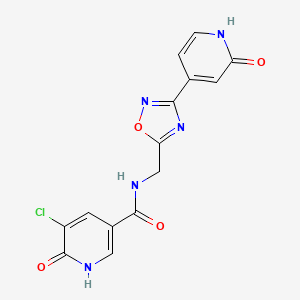 molecular formula C14H10ClN5O4 B2413224 5-氯-6-羟基-N-((3-(2-氧代-1,2-二氢吡啶-4-基)-1,2,4-噁二唑-5-基)甲基)烟酰胺 CAS No. 2034349-71-6