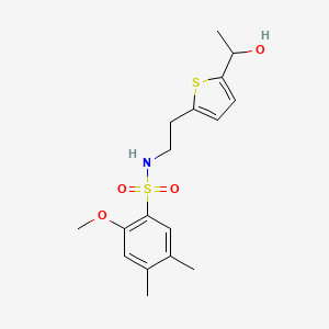 molecular formula C17H23NO4S2 B2413226 N-(2-(5-(1-hydroxyethyl)thiophen-2-yl)ethyl)-2-methoxy-4,5-dimethylbenzenesulfonamide CAS No. 2034404-74-3