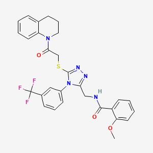 molecular formula C29H26F3N5O3S B2413229 N-((5-((2-(3,4-二氢喹啉-1(2H)-基)-2-氧代乙基)硫代)-4-(3-(三氟甲基)苯基)-4H-1,2,4-三唑-3-基)甲基)-2-甲氧基苯甲酰胺 CAS No. 361481-97-2