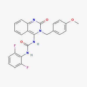 molecular formula C23H18F2N4O3 B2413231 (E)-1-(2,6-difluorophenyl)-3-(3-(4-methoxybenzyl)-2-oxo-2,3-dihydroquinazolin-4(1H)-ylidene)urea CAS No. 942002-00-8