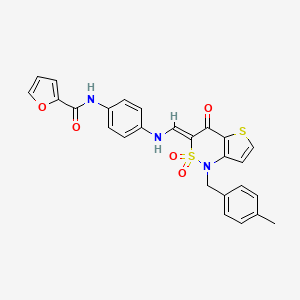 molecular formula C26H21N3O5S2 B2413243 (Z)-N-(4-(((1-(4-methylbenzyl)-2,2-dioxido-4-oxo-1H-thieno[3,2-c][1,2]thiazin-3(4H)-ylidene)methyl)amino)phenyl)furan-2-carboxamide CAS No. 894676-83-6