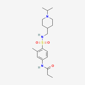 molecular formula C19H31N3O3S B2413246 N-(4-(N-((1-isopropylpiperidin-4-yl)methyl)sulfamoyl)-3-methylphenyl)propionamide CAS No. 946383-22-8
