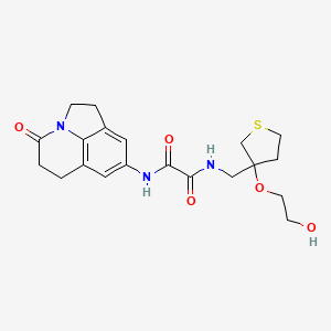 molecular formula C20H25N3O5S B2413247 N1-((3-(2-hydroxyethoxy)tetrahydrothiophen-3-yl)methyl)-N2-(4-oxo-1,2,5,6-tetrahydro-4H-pyrrolo[3,2,1-ij]quinolin-8-yl)oxalamide CAS No. 2309342-97-8