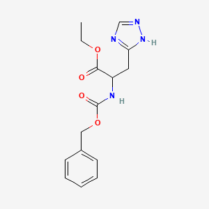 molecular formula C15H18N4O4 B2413253 ethyl 2-(phenylmethoxycarbonylamino)-3-(1H-1,2,4-triazol-5-yl)propanoate CAS No. 2309449-79-2