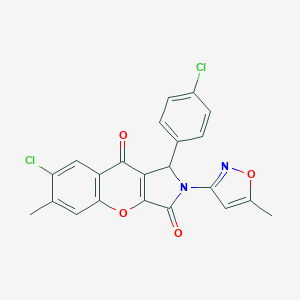 molecular formula C22H14Cl2N2O4 B241326 7-Chloro-1-(4-chlorophenyl)-6-methyl-2-(5-methyl-3-isoxazolyl)-1,2-dihydrochromeno[2,3-c]pyrrole-3,9-dione 