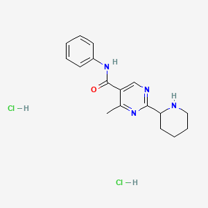 molecular formula C17H22Cl2N4O B2413273 4-Methyl-N-phenyl-2-piperidin-2-ylpyrimidine-5-carboxamide dihydrochloride CAS No. 1442111-27-4