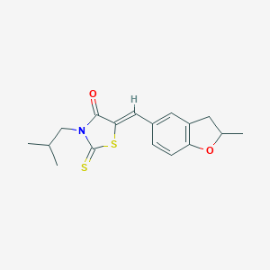 molecular formula C17H19NO2S2 B241328 3-Isobutyl-5-[(2-methyl-2,3-dihydro-1-benzofuran-5-yl)methylene]-2-thioxo-1,3-thiazolidin-4-one 