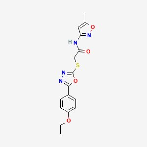 molecular formula C16H16N4O4S B2413285 2-((5-(4-ethoxyphenyl)-1,3,4-oxadiazol-2-yl)thio)-N-(5-methylisoxazol-3-yl)acetamide CAS No. 850937-22-3