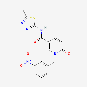 molecular formula C16H13N5O4S B2413292 N-(5-methyl-1,3,4-thiadiazol-2-yl)-1-(3-nitrobenzyl)-6-oxo-1,6-dihydropyridine-3-carboxamide CAS No. 899741-65-2