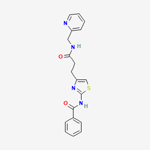 molecular formula C19H18N4O2S B2413301 N-(4-(3-oxo-3-((pyridin-2-ylmethyl)amino)propyl)thiazol-2-yl)benzamide CAS No. 1021266-59-0