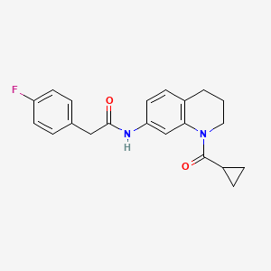 molecular formula C21H21FN2O2 B2413303 N-[1-(cyclopropanecarbonyl)-3,4-dihydro-2H-quinolin-7-yl]-2-(4-fluorophenyl)acetamide CAS No. 898439-17-3