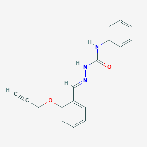 molecular formula C17H15N3O2 B241331 (E)-N-phenyl-2-(2-(prop-2-yn-1-yloxy)benzylidene)hydrazinecarboxamide 