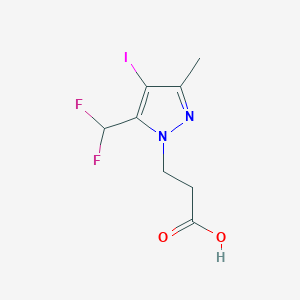 molecular formula C8H9F2IN2O2 B2413314 3-[5-(Difluoromethyl)-4-iodo-3-methylpyrazol-1-yl]propanoic acid CAS No. 1946818-71-8