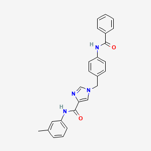 molecular formula C25H22N4O2 B2413322 1-(4-苯甲酰胺苄基)-N-(间甲苯基)-1H-咪唑-4-甲酰胺 CAS No. 1251684-59-9