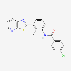 molecular formula C20H14ClN3OS B2413326 4-chloro-N-(2-methyl-3-(thiazolo[5,4-b]pyridin-2-yl)phenyl)benzamide CAS No. 863593-85-5