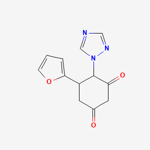 molecular formula C12H11N3O3 B2413328 5-(2-furyl)-4-(1H-1,2,4-triazol-1-yl)-1,3-cyclohexanedione CAS No. 439112-22-8