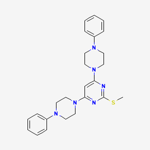 molecular formula C25H30N6S B2413329 2-(Methylsulfanyl)-4,6-bis(4-phenylpiperazino)pyrimidine CAS No. 339017-95-7