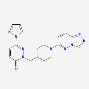 molecular formula C18H19N9O B2413335 6-(1H-pyrazol-1-yl)-2-[(1-{[1,2,4]triazolo[4,3-b]pyridazin-6-yl}piperidin-4-yl)methyl]-2,3-dihydropyridazin-3-one CAS No. 2097933-44-1
