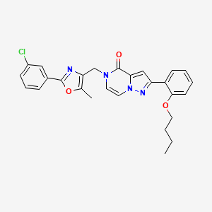 2-(2-butoxyphenyl)-5-((2-(3-chlorophenyl)-5-methyloxazol-4-yl)methyl)pyrazolo[1,5-a]pyrazin-4(5H)-one