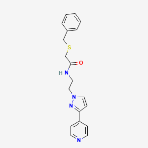 molecular formula C19H20N4OS B2413354 2-(苄硫基)-N-(2-(3-(吡啶-4-基)-1H-吡唑-1-基)乙基)乙酰胺 CAS No. 1448028-02-1