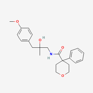 molecular formula C23H29NO4 B2413368 N-(2-hydroxy-3-(4-methoxyphenyl)-2-methylpropyl)-4-phenyltetrahydro-2H-pyran-4-carboxamide CAS No. 1396870-04-4