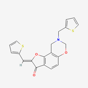 (Z)-8-(thiophen-2-ylmethyl)-2-(thiophen-2-ylmethylene)-8,9-dihydro-2H-benzofuro[7,6-e][1,3]oxazin-3(7H)-one